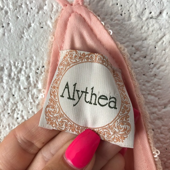Alythia trapeze peach sequined top sz: Small - Picture 4 of 7